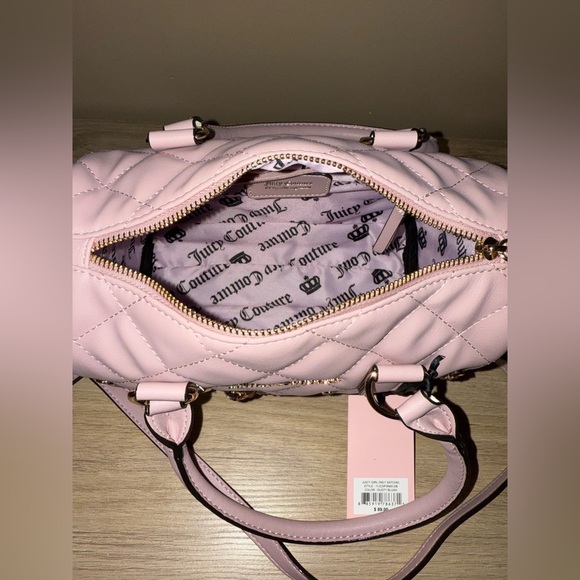 NWT Juicy Couture "Juicy Girl Only Satchel" Dusty Blush Pink Color Quilted Bag - Picture 11 of 13